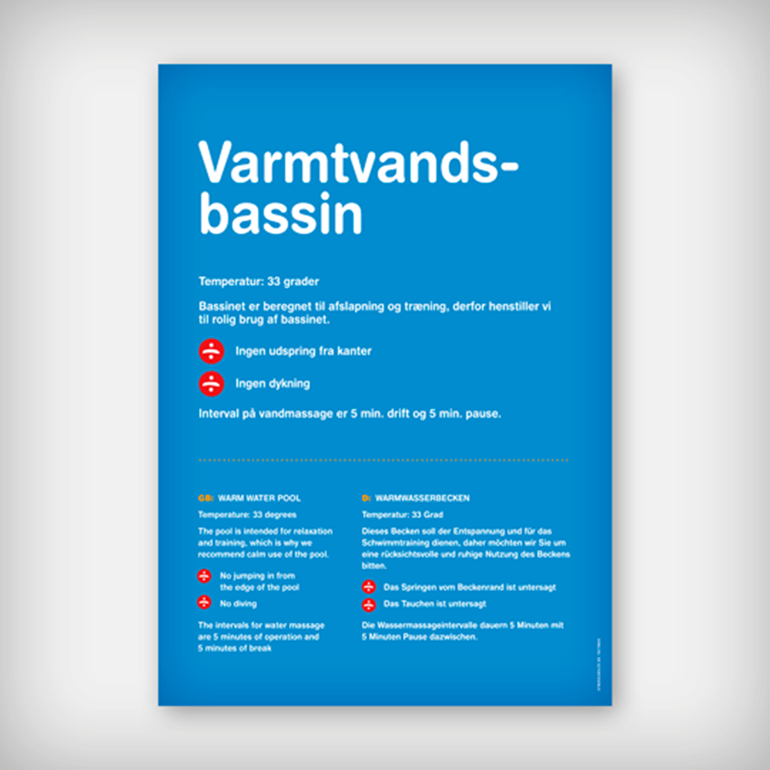 Skilt Varmtvandsbassin Blå A3